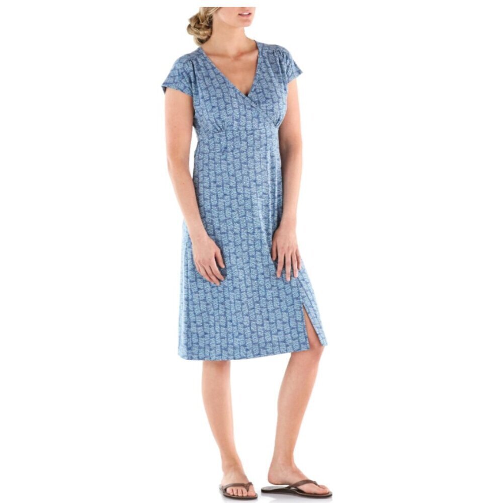 Royal Robbins Essential Tencel Dash Faux Wrap Pocket Front UPF 50+ Dress (XL)